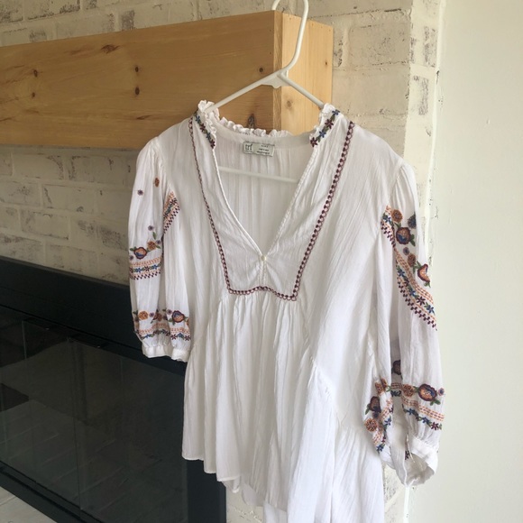 Zara trf collection white floral blouse - Picture 1 of 4
